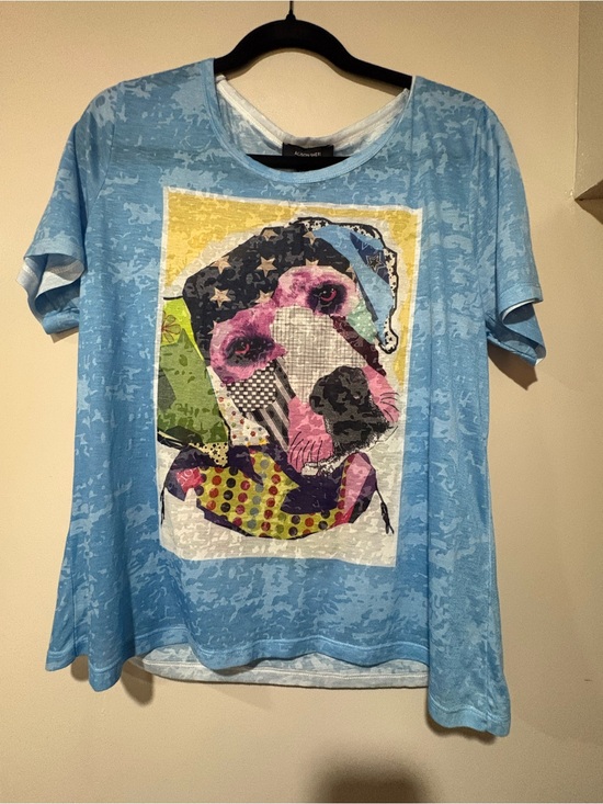Alison Sheri Tops - NWT Alison Sheri Blue Graphic Dog Print Tee